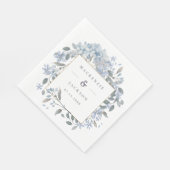 Serviette En Papier Mariage d'aquarelle de cadre Blue Hydrangeas (Coin)