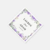 Serviette En Papier Mariage d'aquarelle de couleur violet rustique (Coin)