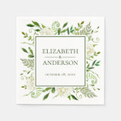 Serviette En Papier Mariage d'aquarelle de fleurs d'Hydrangée blanche (Devant)