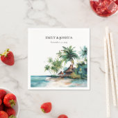 Serviette En Papier Mariage d'aquarelle de plage Tropical (En situation)