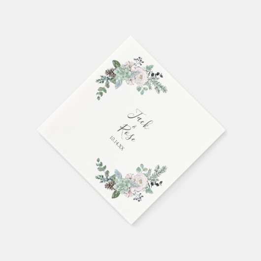 Serviette En Papier Mariage d'aquarelle d'hiver (Coin)