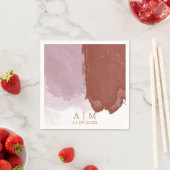 Serviette En Papier Mariage d'aquarelle en terre cuite (En situation)