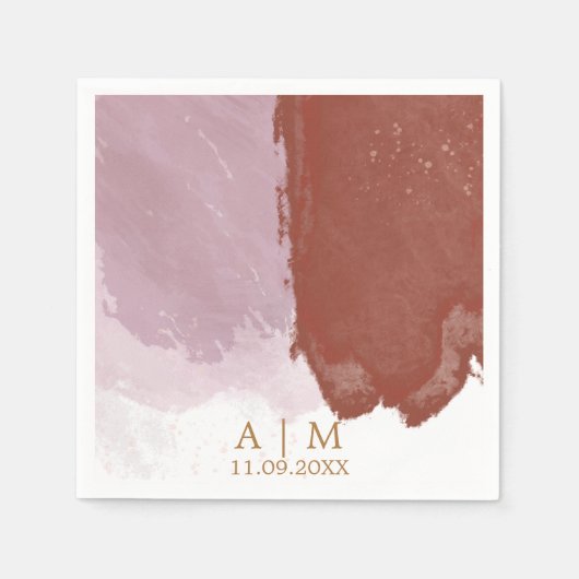 Serviette En Papier Mariage d'aquarelle en terre cuite (Devant)