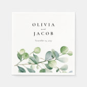 Serviette En Papier Mariage d'aquarelle Eucalyptus vert (Devant)