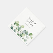 Serviette En Papier Mariage d'aquarelle Eucalyptus vert (Coin)