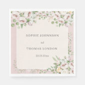 Serviette En Papier Mariage d'aquarelle fleurie rose duveteuse (Devant)