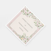 Serviette En Papier Mariage d'aquarelle fleurie rose duveteuse (Coin)