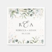 Serviette En Papier Mariage d'aquarelle fleurie verte (Devant)