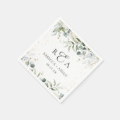 Serviette En Papier Mariage d'aquarelle fleurie verte (Coin)