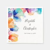 Serviette En Papier Mariage d'aquarelle florale brillant personnalisé (Devant)
