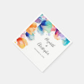 Serviette En Papier Mariage d'aquarelle florale brillant personnalisé (Coin)