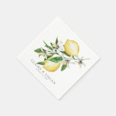Serviette En Papier Mariage d'aquarelle florale Citrus Lemon (Coin)