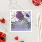Serviette En Papier Mariage d'aquarelle florale de lavande violette mo (En situation)