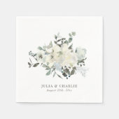 Serviette En Papier Mariage d'aquarelle florale d'ivoire Napkin (Devant)