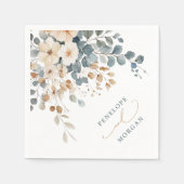 Serviette En Papier Mariage d'aquarelle florale moelleuse (Devant)