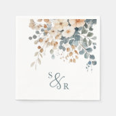 Serviette En Papier Mariage d'aquarelle florale moelleuse (Devant)