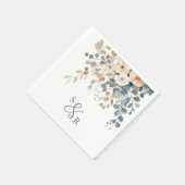 Serviette En Papier Mariage d'aquarelle florale moelleuse (Coin)