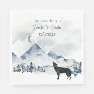 Serviette En Papier Mariage d'aquarelle Foggy Mountain