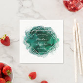 Serviette En Papier Mariage d'aquarelle géométrique Emerald Green (En situation)