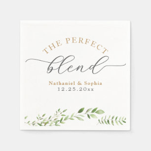 Serviette En Papier Mariage d'aquarelle Gold Greenery