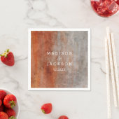 Serviette En Papier Mariage d'aquarelle gris orange d'automne (En situation)