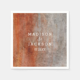 Serviette En Papier Mariage d'aquarelle gris orange d'automne