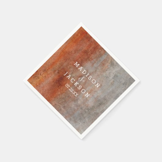Serviette En Papier Mariage d'aquarelle gris orange d'automne (Coin)