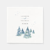 Serviette En Papier Mariage d'aquarelle hiver À feuillage persistant T (Devant)
