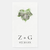 Serviette En Papier Mariage d'aquarelle jaune d'ivoire vert anglais (Devant)