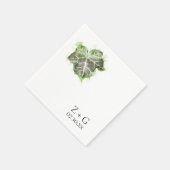 Serviette En Papier Mariage d'aquarelle jaune d'ivoire vert anglais (Coin)