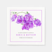 Serviette En Papier Mariage d'aquarelle mauve de Bougainvillea (Devant)