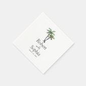 Serviette En Papier Mariage d'aquarelle moderne Palm Tree (Coin)