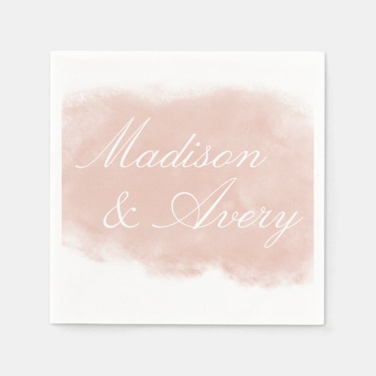Serviette En Papier Mariage d'aquarelle moderne rose pâle (Devant)