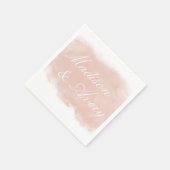 Serviette En Papier Mariage d'aquarelle moderne rose pâle (Coin)