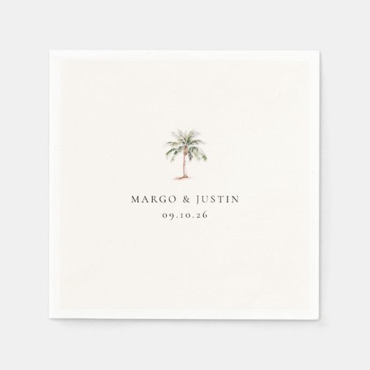 Serviette En Papier Mariage d'aquarelle Palm Tree (Devant)