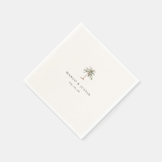 Serviette En Papier Mariage d'aquarelle Palm Tree (Coin)
