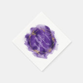 Serviette En Papier Mariage d'aquarelle Parties scintillant violet et  (Coin)