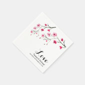 Serviette En Papier Mariage d'aquarelle personnalisé en fleurs de ceri (Coin)