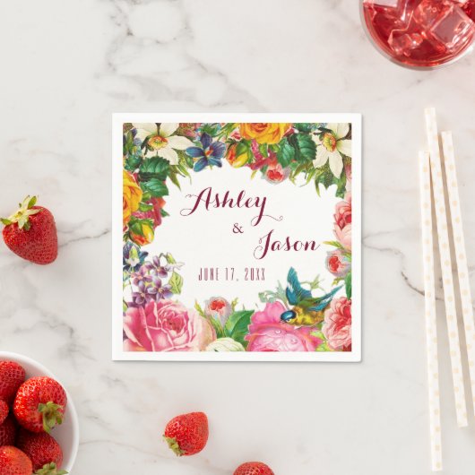 Serviette En Papier Mariage d'aquarelle romantique (En situation)