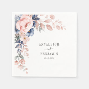 Serviette En Papier Mariage d'aquarelle rose fleurie