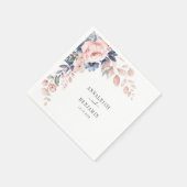 Serviette En Papier Mariage d'aquarelle rose fleurie (Coin)