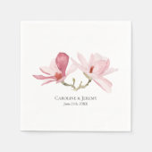 Serviette En Papier Mariage d'aquarelle rose Magnolias (Devant)
