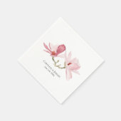 Serviette En Papier Mariage d'aquarelle rose Magnolias (Coin)