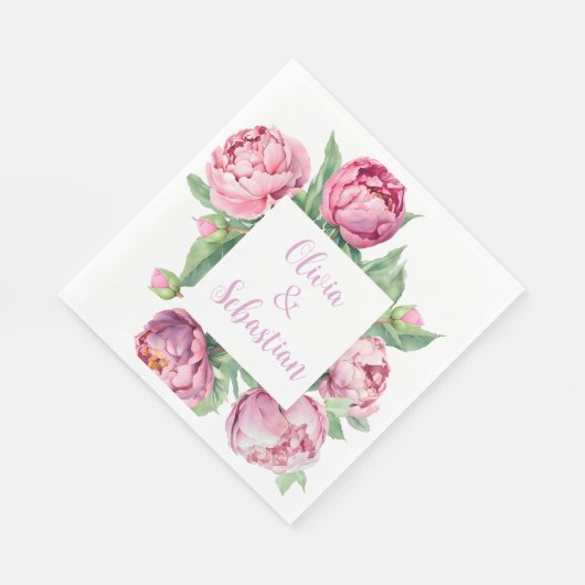 Serviette En Papier Mariage d'aquarelle rose pâle (Coin)