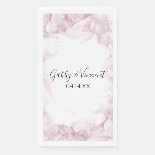 Serviette En Papier Mariage d'aquarelle rose pâle (Devant)