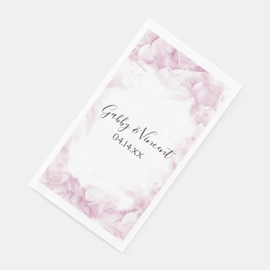 Serviette En Papier Mariage d'aquarelle rose pâle (Coin)