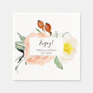 Serviette En Papier Mariage d'aquarelle rose pâle