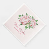 Serviette En Papier Mariage d'aquarelle rose Peony (Coin)