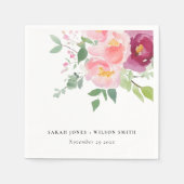 Serviette En Papier Mariage d'aquarelle Rose rose-bleu (Devant)