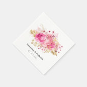 Serviette En Papier Mariage d'aquarelle Rose rose et or (Coin)